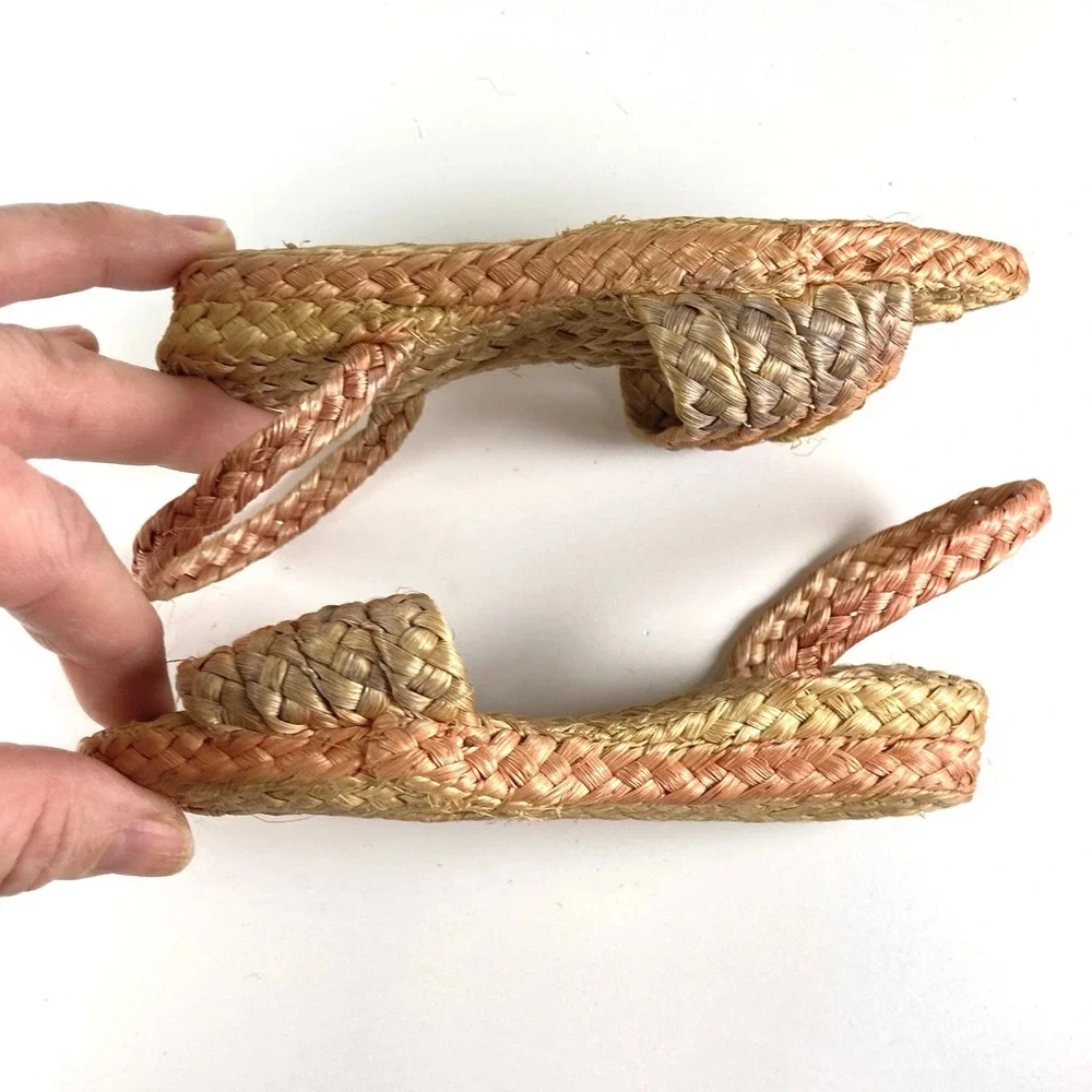 Raffia Hand Woven Straw Resortwear Handmade Island Luau Wedding Sandals Girls 8